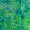 Tropical lush Fern Green Blue batik quilting fabric by the yard featuring hand-dyed floral prints on a vibrant green cotton background.