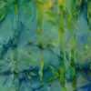 High-energy teal and turquoise batik fabric with vibrant green and yellow Bamboo Batik Fabric prints."