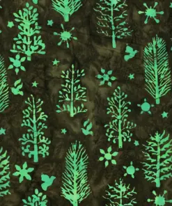 Earthy Woodland Winter Forest Batik Fabric in Brown and Green