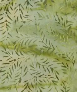 Bright Lime Green Willow Leaves Hand-Dyed Artisan Batik Cotton