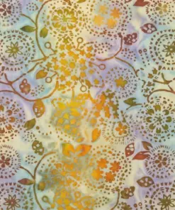 Meadow Sunrise Queen Anne's Lace pastel and gold watercolor floral botanical batik fabric.
