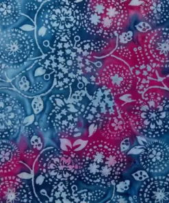 Midnight Berry Queen Anne's Lace navy blue and magenta vibrant botanical batik fabric.