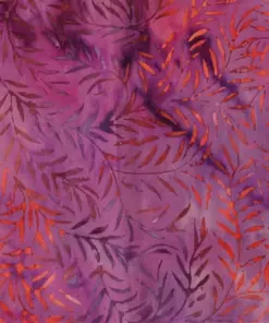 Rich Orange and Purple Willow Leaves Artisan Batik Material