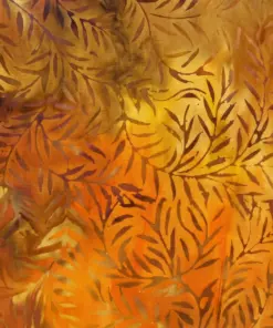 Autumnal Orange, Yellow, and Brown Willow Leaves Artisan Batik