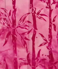Soft pink gradient batik fabric featuring bold fuchsia and magenta bamboo stalk patterns.