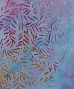 Pastel Twilight Purple and Blue Willow Leaves Artisan Batik