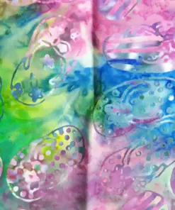 Vibrant rainbow tie-dye style sandal motif handmade 100% cotton batik fabric for summer crafts.