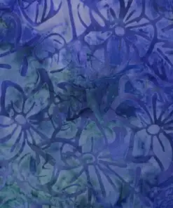 Deep Sapphire Hydrangea blue botanical stamp batik fabric featuring authentic hand-dyed floral patterns for premium sewing projects.