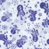 Classic blue and snowy white Christmas snowman batik fabric for elegant winter holiday crafts