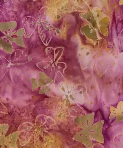 Woodland Dogwood & Moss Batik Fabric - Wild Plum & Gold