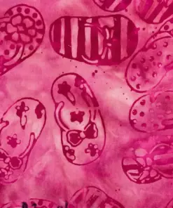 Vibrant pink monochrome hand-stamped sandal print handmade 100% cotton batik fabric.