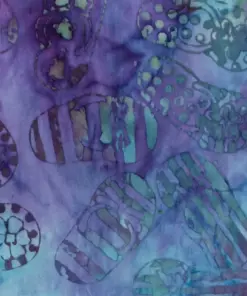 Cool twilight purple and teal watercolor sandal motif handmade batik print fabric.